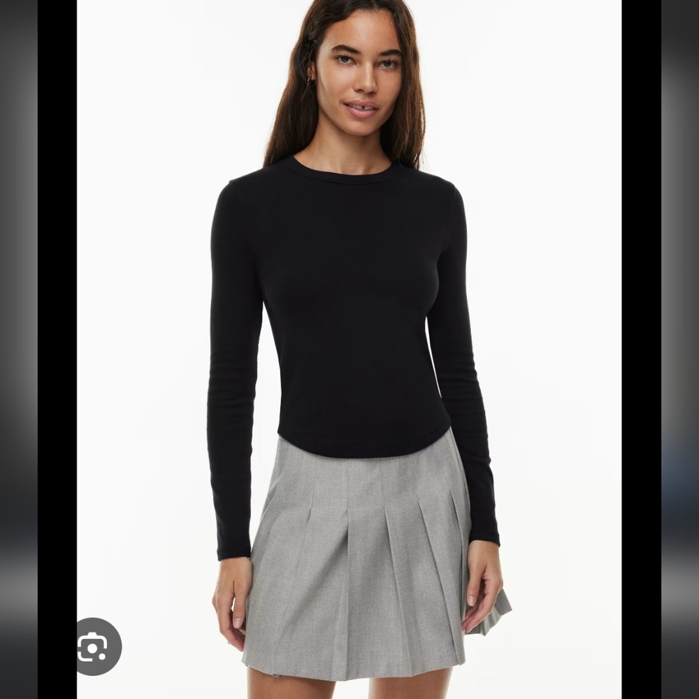 Sunday Best Charcoal Ribbed Long Sleeve Top 2XS